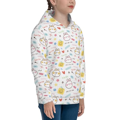 Notebook Paper with Rabbit Kids Pullover Hoodies Boys Sweatshirts Girls Athletic Clothes with Pocket3