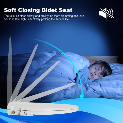 Bidet Toilet Seat Elongated,Non-Electric Bidet Seat,Toilet Water Spray,Bidet Attachment For Toilet Dual Nozzle With Self Cleaning, Adjustable Water Pressure, White - Slow Close Toilet Cover #TOP6