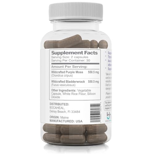 Purple Seamoss + Bladderwrack Seaweed Capsules - 2202mg Complete Nutrient Profile, Wildcrafted & Wildharvested, Made in the USA, Rich in Minerals, 60 ct - Image 8