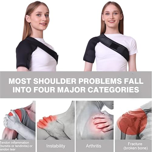 Image of ZEDAN Neoprene Shoulder Support Strap | Double Lock Adjustable Stretch Strap | Brace Support for Injury Prevention Immobilizer, Dislocated AC Joint | For Men & Women | Universal Fit (Left Side)