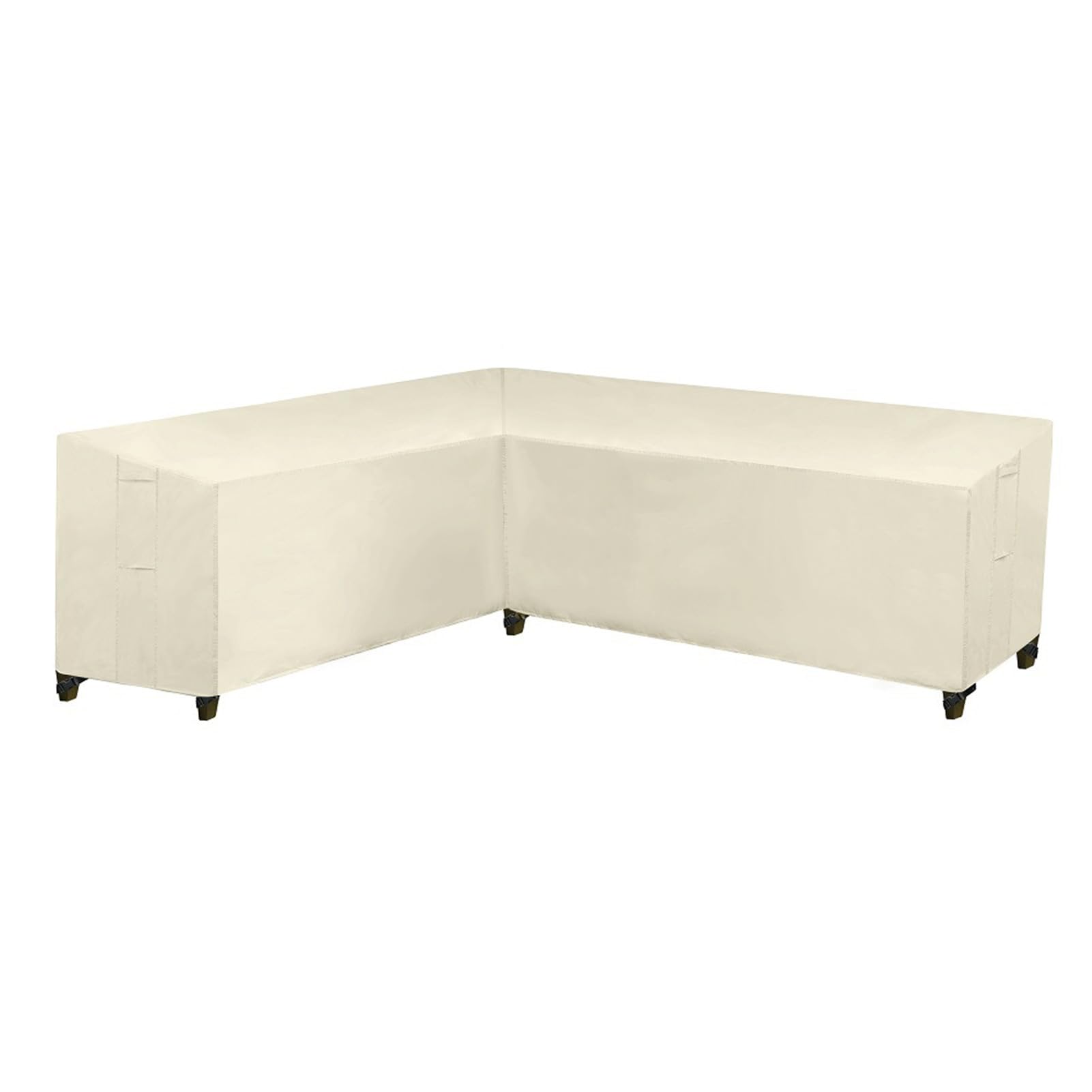 Xhdzsw Beige Corner Sofa Cover Outdoor, L-Shape Garden Waterproof Furniture Cover, 420D Heavy Duty Oxford Fabric Outdoor Corner Sofa Cover, Sectional Sofa Covers (,260X192x82cm)
