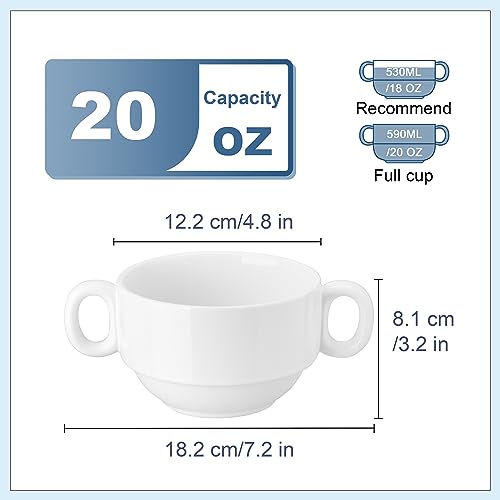 LOVECASA 4-teiliges Suppentassen-Set mit zwei Henkeln, 590 ml aus Porzellan – Ansicht 3