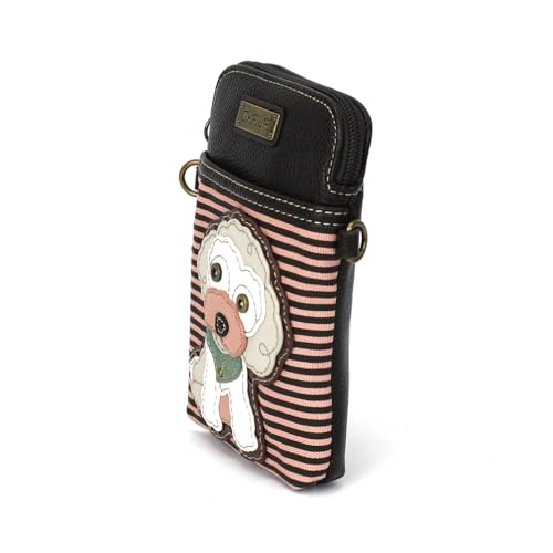 Image of CHALA Dog Collection Cell Phone Crossbody Purse-Women PU Leather /Canvas Multicolor Handbag with Adjustable Strap