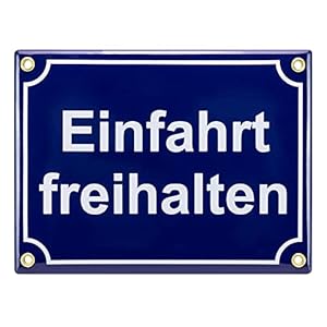 Sosenco Einfahrt freihalten Schild – 15×20 cm – Keramik Emaille – Wetterfest – Blechschild – Emailschild – Parken verboten (Blau)