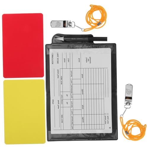 POPETPOP Referee Equipment Set 6pcs Soccer Cards Whistles Notepad Pen Metal Referee Kit for Sports Games