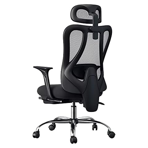 Hbada Ergonomic Chair Adjustable Backrest Height Computer Chair, Rotatable Lifting Lumbar Support and High-Density Breathable Mesh Desk Chair with Footrest Cover