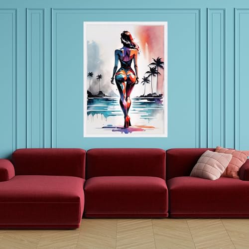 Décoration murale figurative abstraite de silhouette de femme 60x90
