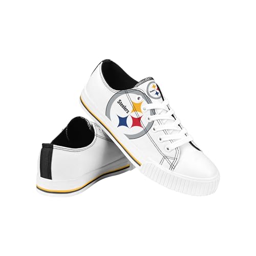 Image of FOCO NFL Womens NFL Ladies Fashion Team Big Logo Low Top White Canvas Sneakers Shoes