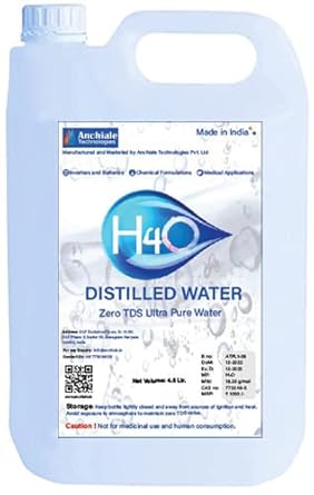 H4O: Ultra Pure Distilled Water (TDS = 0) (4.5 Litre), Great for Inverter Batteries, Medical Equipments and DIY Cosmetics. Increases the life of all types of laboratory equipment. (4.5 Litre)