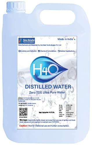 H4O: Ultra Pure Distilled Water (TDS = 0) (4.5 Litre), Great for Inverter Batteries, Medical Equipments and DIY Cosmetics. Increases the life of all types of laboratory equipment. (4.5 Litre) (B0C27V8WRF) Amazon Price History, Amazon Price Tracker