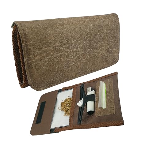 Tabaquera Tabaco De Liar | Fabricado En España | Color Marron | Pitillera Tabaco De Liar | Pitillera de cuero | Sintético y Lona | Cartera Estuche Elegante | Resistente y Duradera (Marrón)