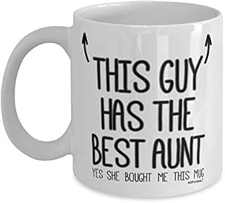 Nephews Mug - Gifts for Nephew - This Guy has The Best Aunt - Fathers Day - Christmas Present Coffee Mugs - wm7405