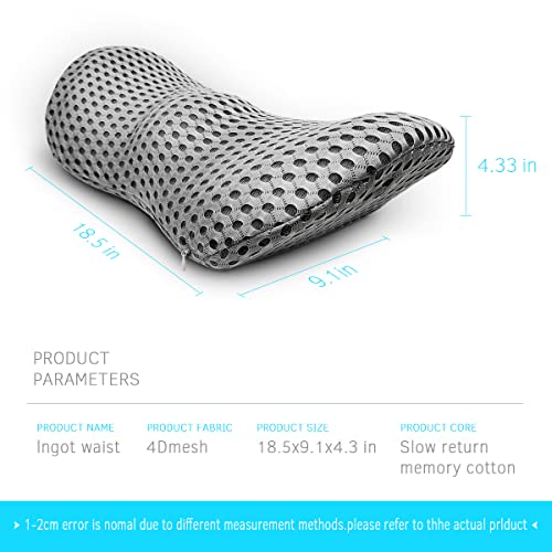 image for Panduo Lumbar Support Pillow - Memory Foam for Low Back Pain Relief, E