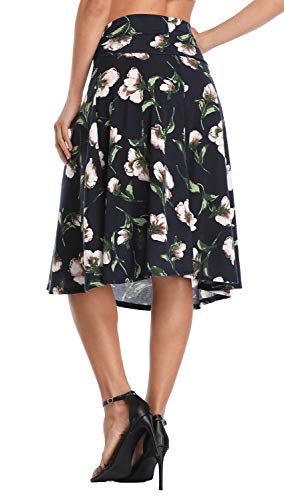 Image of Urban CoCo Women's Ruched High Waist Knee Length Jersey A-Line Stretchy Flared Casual Skirt