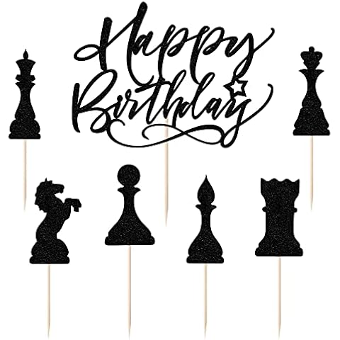 Chess Birthday Cake Topper-Chess lover chess player Happy Birthday Cake Decoration Cover