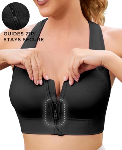 Front Zipper Sports Bras for Women Zip Up Closure Girls Workout Gym Running Yoga Bra2