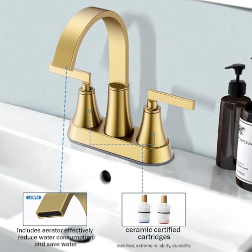 Mitigeur de lavabo or brossé sans plomb haut de gamme