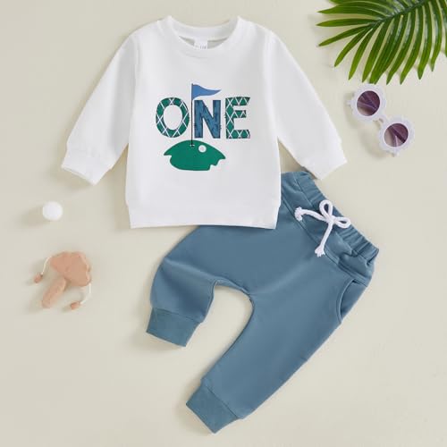 Baby Boy Girl First Birthday Golf Outfit Hole In One Golf Sweatshirt Top Jogger Pants Set 2Pcs Fall Clothes2