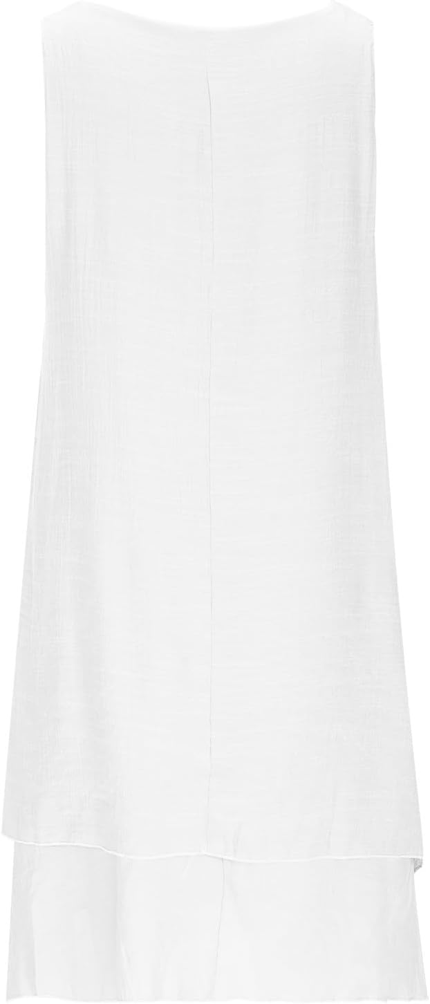 Womens Summer Casual Tank Dress Plus Size Sleeveless Casual Round Neck Sundress Loose Flowy Tiered Vacation Dresses