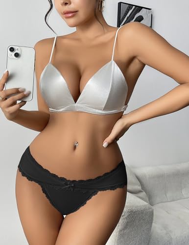 Avidlove Womens Underwear Cotton Panties Cheeky Bikini Underpanties Lace Stretch Hipster Briefs Multipack - Image 4