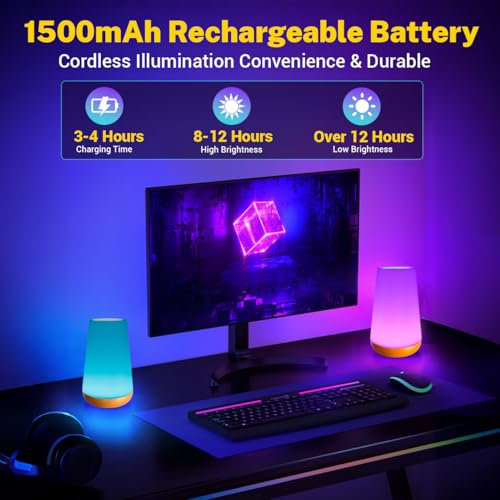 Lampe de Chevet Tactile 13 Couleurs Rechargeable Morotty