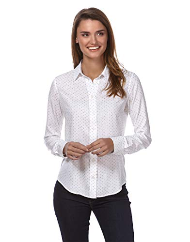 Vincenzo Boretti Blusa, Corte Recto, Cuello de la Camisa Blanco/Azul Oscuro XS (Talla del Fabricante: S)