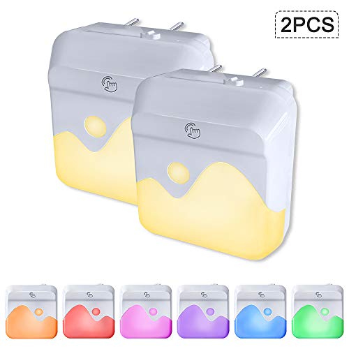Preisvergleich Produktbild UISEBRT Nachtlicht Steckdose mit Bewegungsmelder und 7 RGB Farbwechsel - Automatisch Dämmerungssensor Nachtlicht Dimmbare für Kinderzimmer, Schlafzimmer, Küche, Flur, Treppe (RGB)