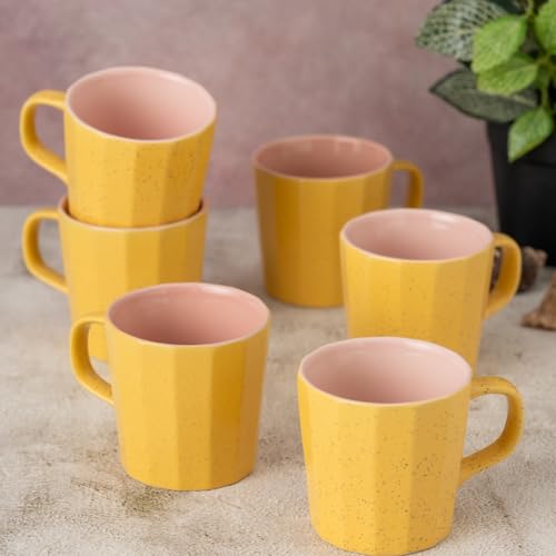 Image of Clay Craft Fine Ceramic Armada Coffee Mug Set of 6, Cups for Tea & Coffee, Mug Set, Gift Set, Elegant Design for Home and Kitchen and Can Be Gifted to Your Loved Ones On Any Occassions