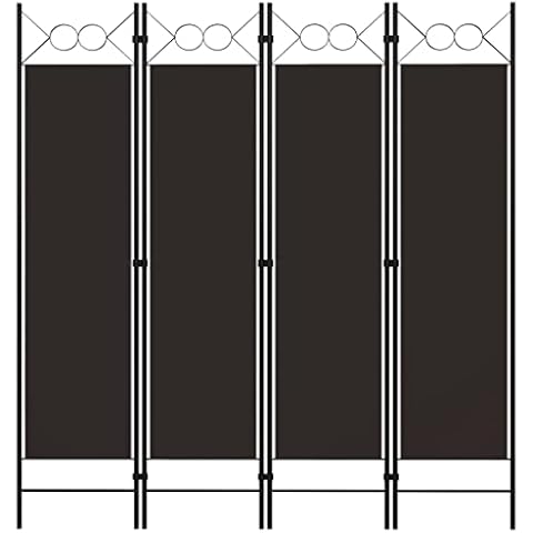 "vidaXL Brown Room Divider - 4-Panel Free-Standing Partition/Privacy Screen with Circle Design - Ideal for Living Room, Bedroom, and Kids Room Cover