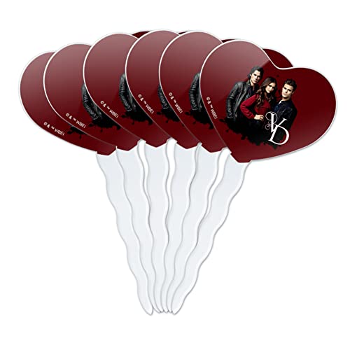 Graphics & More CUPT.HRT.ACR.6PK.WBT1349 The Vampire Diaries Group Heart Love Cupcake Picks Toppers Decoration Set Of 6 cover
