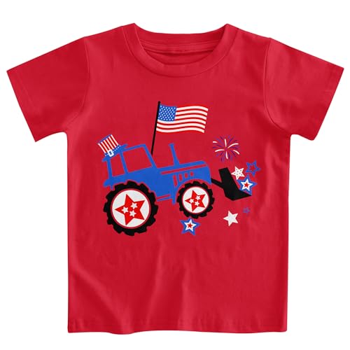 Image of Lovekider Back to School Kids Shirt 1-8Y Funny Excavator Construction Graphic T-Shirt Toddler Boys School Daily Outfit