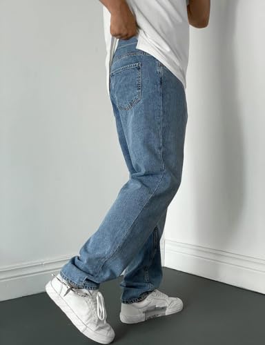 IDEALSANXUN Mens Baggy Jeans Casual Loose Fit Straight Leg Classic Denim Jeans Pants4