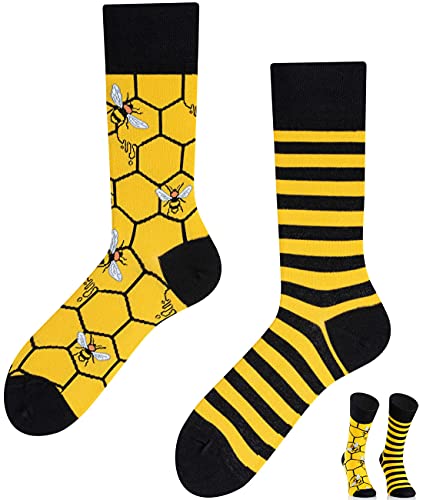 TODO Colours Lustige Socken mit Motiv - mehrfarbige, bunte, Verrückte für Herren und Damen (39-42, Bienen Socken)