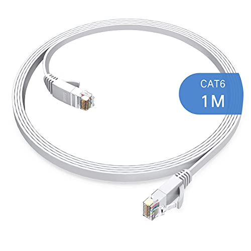 Gulaey Cable Ethernet Cat6 de, cables largos de Internet de alta velocidad, diseño plano, 1 Gbps para UTP de 250 MHz para consola, PS3, PS4, PS5, interruptor, router, módem, TV, oficina (1M)