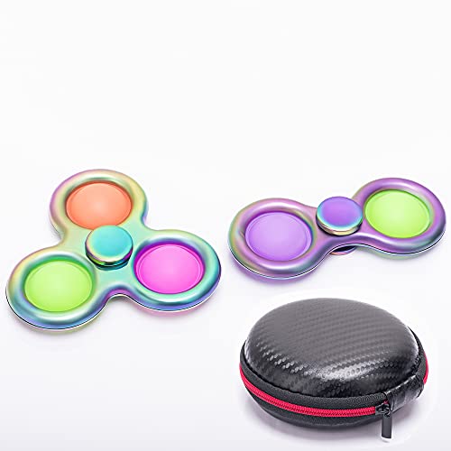 Simple dimple Spinner Pop it Fidget Toy - Fidget Spinner Fidget Toy with Push Pop Sensory Toy -Anti-Anxiety Rotatable Alloy Toy for Kid and Adult Relieving Stress Boredom (Style-6)