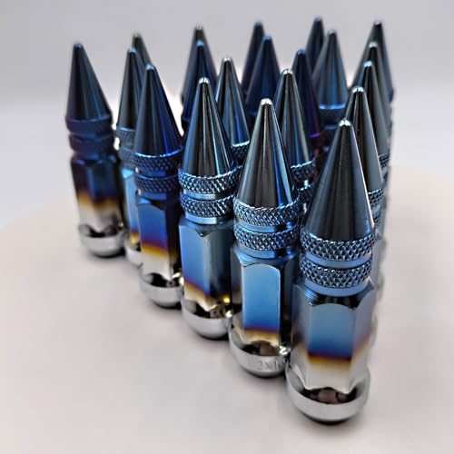 Image of M12x1.5 Lug Burnt Blue Nuts Lug,Spiked Lug nut for Acura, Honda, Chevy, Hyundai, Toyota, Lexus, 20PCS 12x1.5 Lug Nuts with Socket Key.