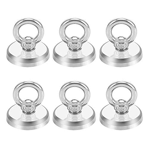 Magnethaken,Magnet Haken,32mm Neodym Magnet Haken hält,6 Stück Super Starker Magnete mit Haken, Magnetischer Haken Einsatzbereich Küche Badezimmer Garage Büro Kühlschrankmagnet