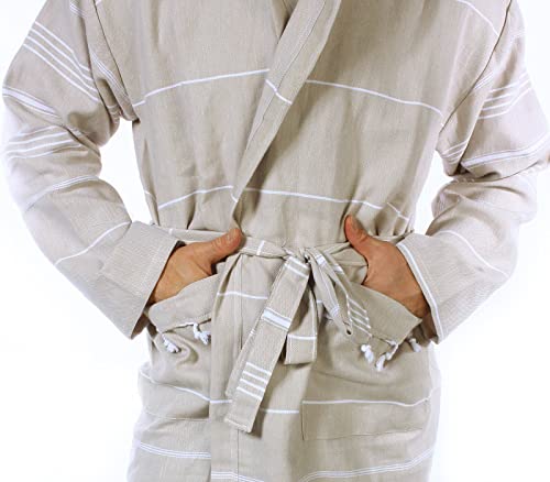 Cacala mens Turkish Hooded Bathrobe With Pocket for Men Women Lightweight Soft Ultra Absorbent Beach, Pool4