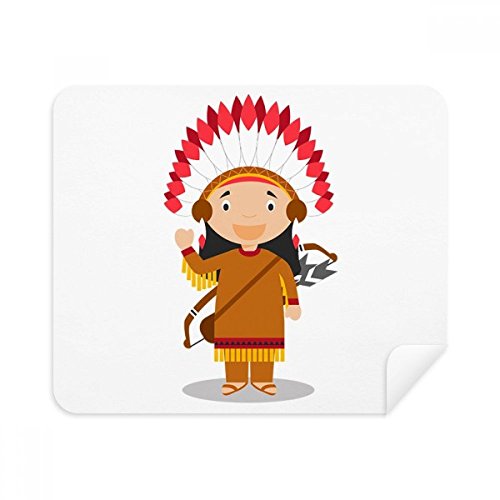 Aboriginal Tribe USA Cartoon Cleaning Cloth Screen Cleaner 2pcs Suede Fabric