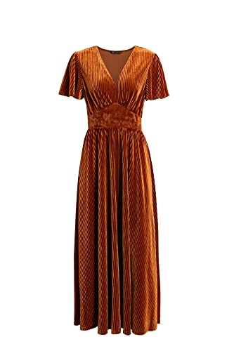 Simplee Women’s V Neck Velvet Maxi Dress Short Sleeve Empire Waist Long Formal Dress for Wedding Guest - Image 5