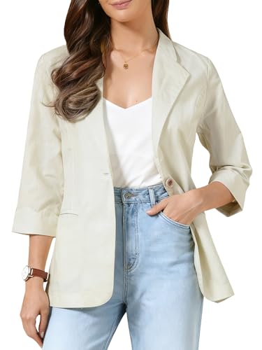 Blazer d'été en coton et lin Allegra K veste fluide de qualité supérieure