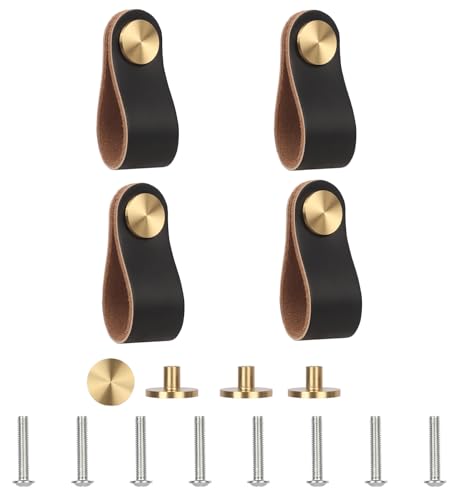 Lollanda 4 Stück Ledergriffe Für Möbel, Schrankknöpfe Mit Schrauben, 13...
