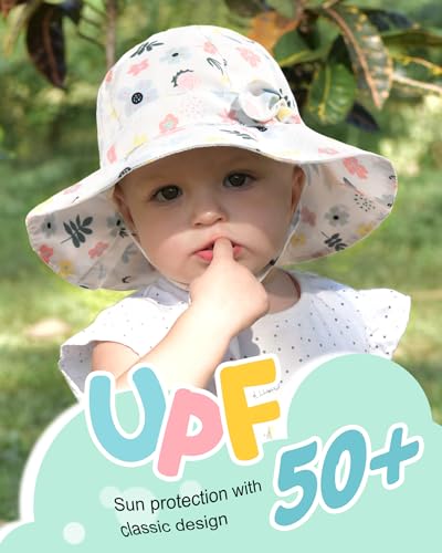 Image of FURTALK Baby Sun Hat Toddler Beach Hats with UPF 50+ Sun Protection Wide Brim Girls Bucket Hat