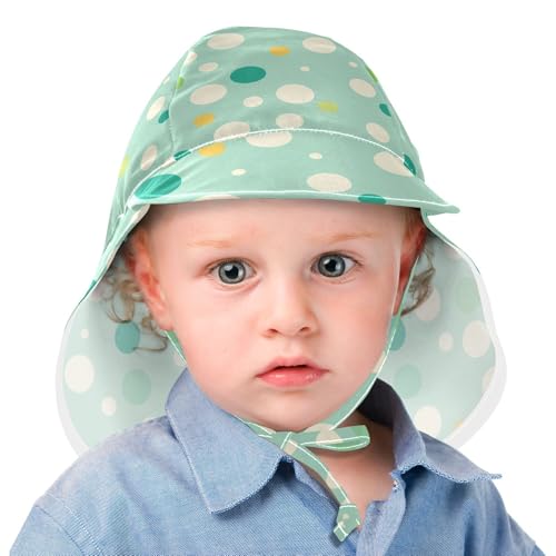Modern White Rounds Dots Teal Infant Sunhat Boy Hat Girls UPF 50+ Protection Wide Brim Travel Essentials2