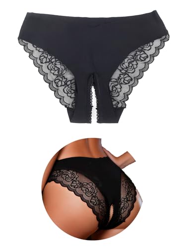 ohyeahlady String Sexy Femme éRotique Ouvert Entrejambe Culotte Fendue Entrejambe Grande Taille Tanga Sans Couture Dentelle Slip Chic Invisible Lingerie...