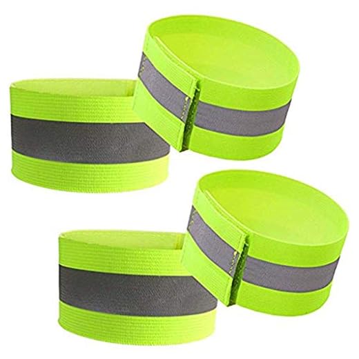 MIS1950s 4Pcs Night Running Cycling Elastic Reflective Arm Band Belt Strap for Outdoor Sports,Safe Accessory (Green)