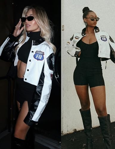 Aelfric Eden Cropped Leather Jacket Women PU Crop Moto Biker Racing Trendy Fashion Casual Coats4