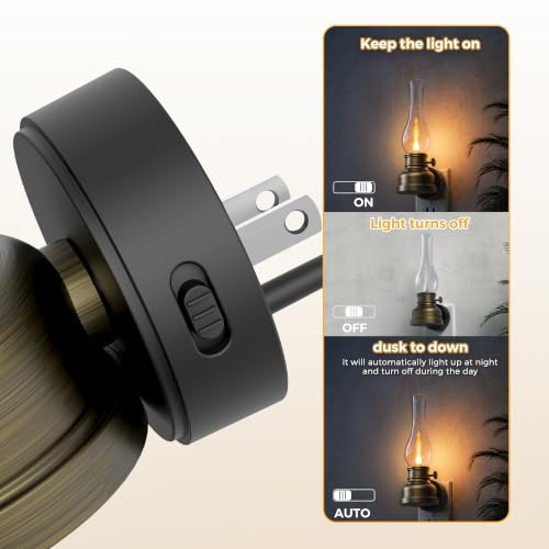Image of L LOHAS LED Flameless Candles Night Light, Rechargeable Plug in Night Light | LED Kerosene Lamp Night Lights Plug into Wall, Dimmable Flickering Flame Vintage Oil Lamp, Dusk to Dawn sensor Nightlight