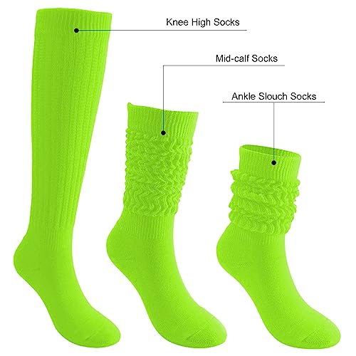 Image of DOOVID Womens Slouch Socks Knee High Socks for Women Cotton Long Scrunch Sock Boot Socks Green