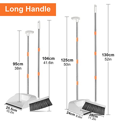 Mastertop Broom And Dustpan Set For Home, Upright Standing Dustpan And Sweeping Broom Combo With Adjustable Long Handle For Office Kitchen Room Lobby Floor Cleaning #TOP1